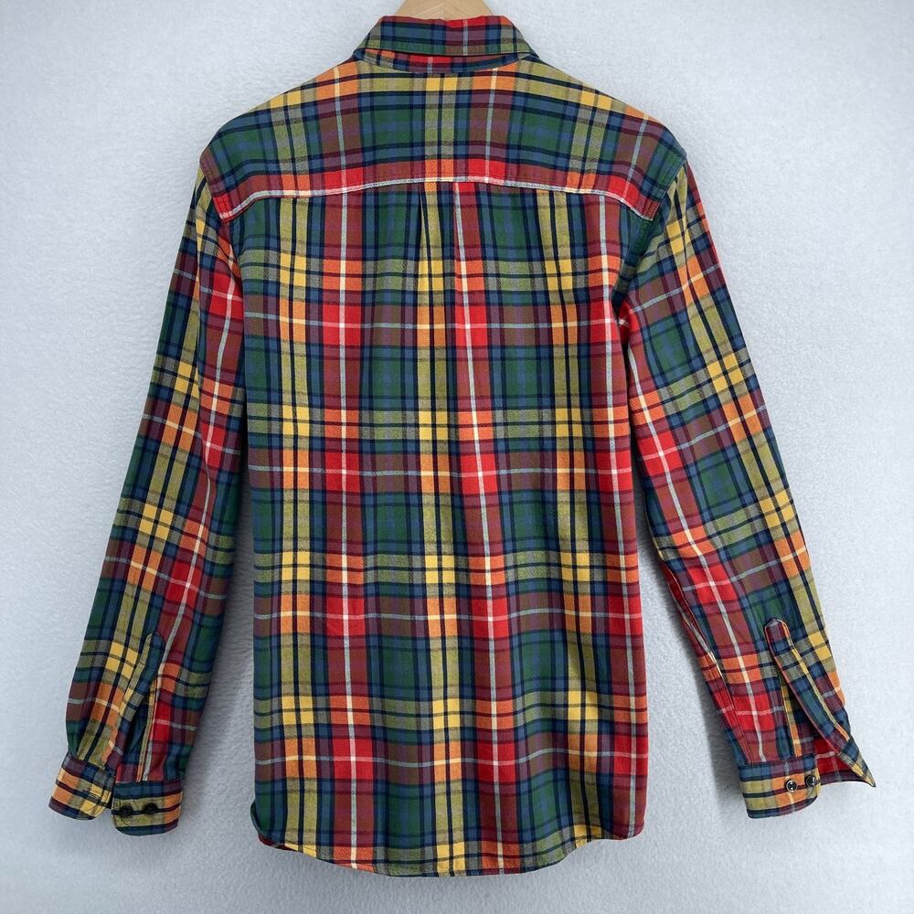 LL BEAN Shirt Mens M Scotch Plaid Flannel Slightly Fitted Button Down Red Green - Picture 3 of 14